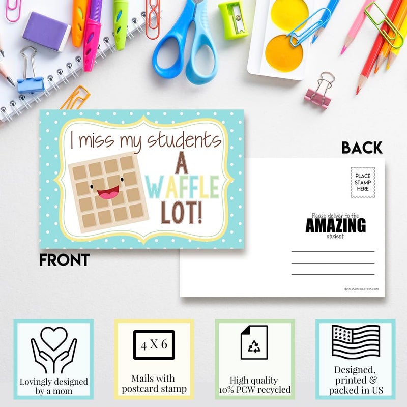 Amanda Creation I Miss My Students Blank Postcards For Students From Teachers, Total of 30 4"x6" Fill In Notecards (5 of each design) by AmandaCreationâ€¦ - Image 4